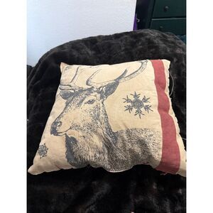 Primitives by Kathy Holiday Snowflake Deer Throw Pillow Christmas